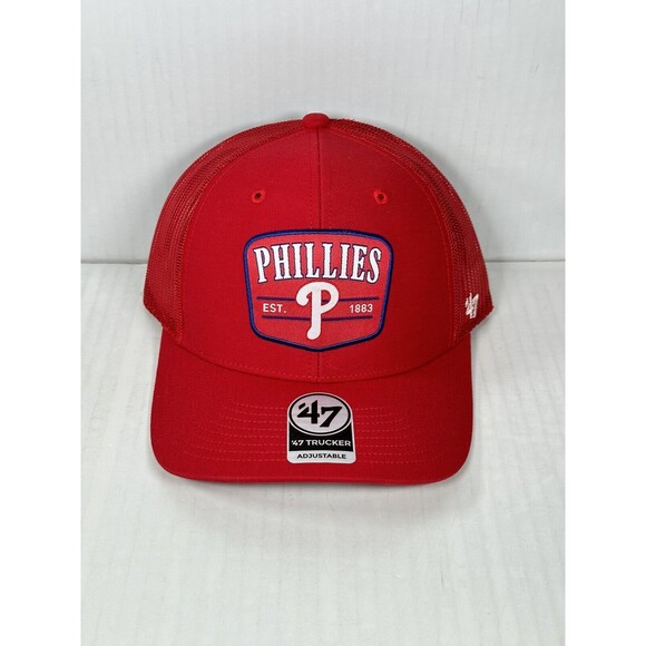 Philadelphia Philles Hat Red 47 Brand Trucker Adjustable Snapback Squad Cap MLB - Picture 1 of 4